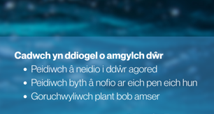 Arhoswch yn ddiogel o amgylch dŵr yn ystod tywydd poeth