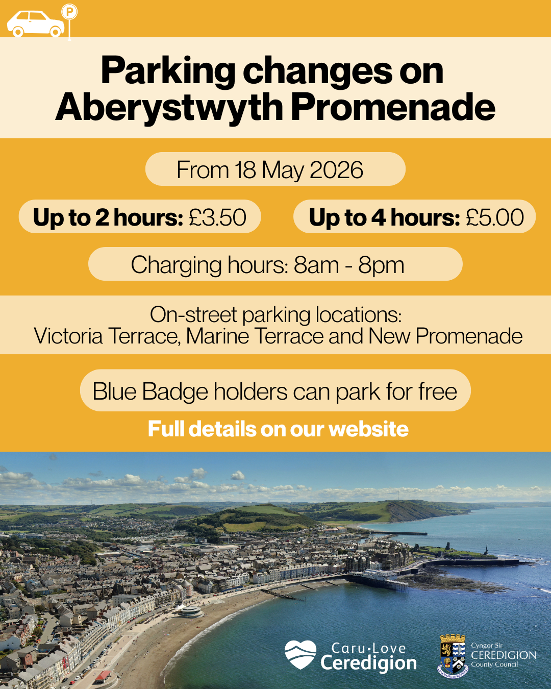 Changes to parking on Aberystwyth Promenade