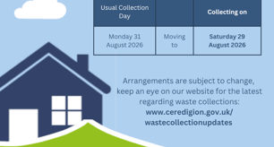 Residents reminded of changes to waste collections on August Bank Holiday